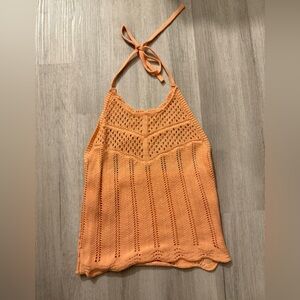 Aeropostale Orange Cropped Ribbed Tank Top